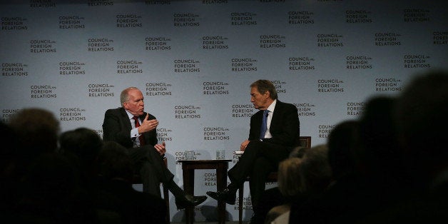 NEW YORK, NY - MARCH 13: Central Intelligence Agency Director John O. Brennan (L) speaks at the The Council on Foreign Relati