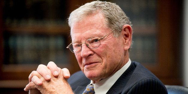 WASHINGTON, DC - JANUARY 7: Sen. Jim Inhofe (R-Okla.) holds a press roundtable on Capitol Hill on January 7, 2015 in Washington, DC. Inhofe is expected to soon be named chair of the Senate Environment and Public Works Committee. (Photo by Andrew Harnik for The Washington Post via Getty Images)
