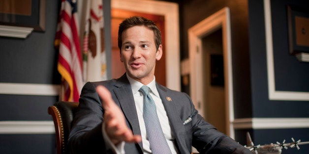 UNITED STATES - FEBRUARY 02: Rep. Aaron Schock, R-Ill., is interviewed by Roll Call in his Longworth office. (Photo By Tom