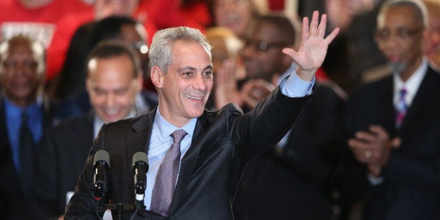 CHICAGO, IL - FEBRUARY 24: Chicago Mayor Rahm Emanuel greets supporters at an election day rally February 24, 2015 in Chicago, Illinois. Emanuel was hoping to win re-election tonight but he fell short of the votes needed to avoid a runoff election. (Photo by Scott Olson/Getty Images)