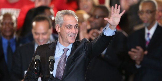 CHICAGO, IL - FEBRUARY 24: Chicago Mayor Rahm Emanuel greets supporters at an election day rally February 24, 2015 in Chicago, Illinois. Emanuel was hoping to win re-election tonight but he fell short of the votes needed to avoid a runoff election. (Photo by Scott Olson/Getty Images)