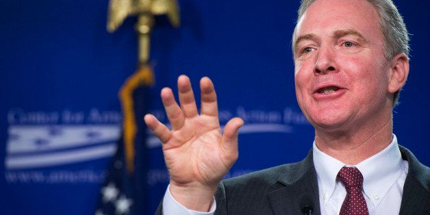 UNITED STATES - JANUARY 12: Rep. Chris Van Hollen, D-Md., delivers a speech at the Center For American Progress on middle-class wages, January 12, 2015. (Photo By Tom Williams/CQ Roll Call)