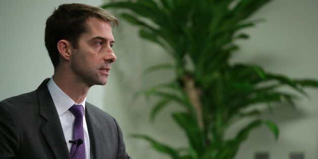 WASHINGTON, DC - MARCH 18: Freshman U.S. Sen. Tom Cotton (R-AR) participates in a conversation about American foreign strategy and statesmanship at the Hudson Institute March 18, 2015 in Washington, DC. An Army veteran of the Iraq war, Cotton, 37, has been the focus of praise and criticisim after he authored a letter to the Iranian leadership that warned about making a nuclear agreement with President Barack Obama. The letter, signed by 47 of Cotton's fellow Republican senators, states 'The next president could revoke such an executive agreement with the stroke of a pen, and future Congresses could modify the terms of the agreement at any time.' (Photo by Chip Somodevilla/Getty Images)