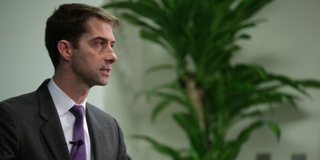 WASHINGTON, DC - MARCH 18: Freshman U.S. Sen. Tom Cotton (R-AR) participates in a conversation about American foreign strate