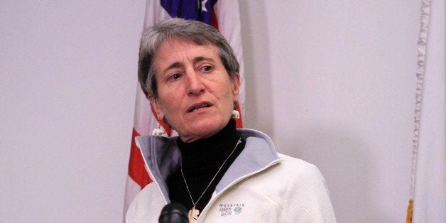 FILE - In this Feb. 17, 2015 file photo, Interior Secretary Sally Jewell speaks in Anchorage, Alaska. The Obama administration is requiring companies that drill for oil and natural gas on federal lands to disclose chemicals used in hydraulic fracturing operations. A final rule released Friday also updates requirements for well construction and disposal of water and other fluids used in fracking, a drilling method that has prompted an ongoing boom in natural gas production. (AP Photo/Dan Joling, File)