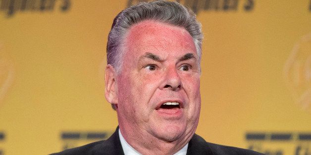 Rep. Peter King, R-NY. speaks at the International Association of Firefighters (IAFF) Legislative Conference and Presidential Forum in Washington, Tuesday, March 10, 2015. (AP Photo/Pablo Martinez Monsivais)