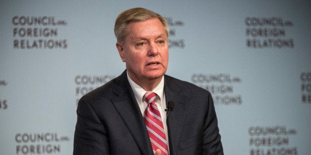 NEW YORK, NY - MARCH 23: U.S. Sen. Lindsey Graham (R-SC) speaks at the Council On Foreign Relations on March 23, 2015 in New York City. Graham spoke extensively on U.S. relations with Iran and the ongoing nuclear deal being brokered. (Photo by Andrew Burton/Getty Images)