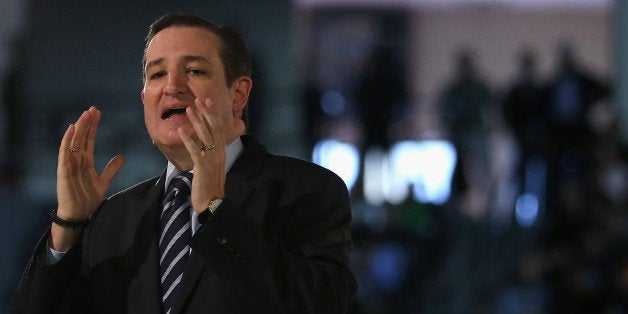 LYNCHBURG, VA - MARCH 23: U.S. Sen. Ted Cruz (R-TX) speaks to a crowd gathered at Liberty University to announce his preside
