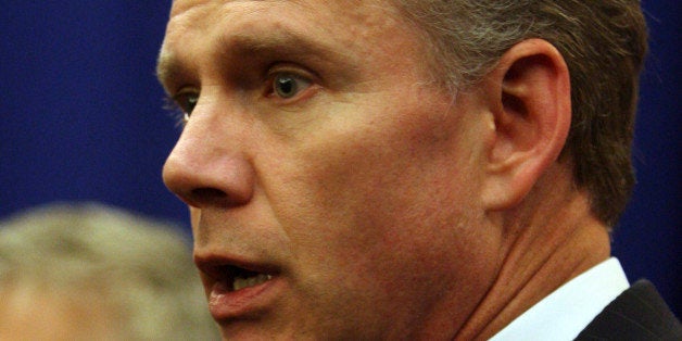 FILE - In this June 2, 2010 file photo, then-New York Republican attorney general candidate Daniel Donovan speaks during a news conference at the New York State Republican Convention in New York. The prosecutor behind Wednesdayâs shocking report that blasted New Yorkâs Assembly leader, attorney general and comptroller for secretive and ineffective handling of sexual harassment complaints is a working class Staten Island native who nearly pulled off a major political upset in 2010. (AP Photo/Mary Altaffer, File)