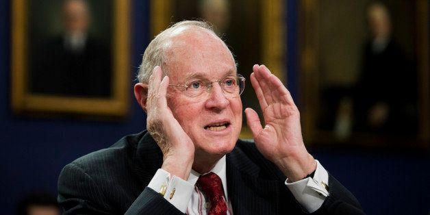 Supreme Court Associate Justices Anthony Kennedy testifies on Capitol Hill in Washington, Monday, March 23, 2015, before a House Committee on Appropriations subcommittee on Financial Services hearing to review the Supreme Court's fiscal 2016 budget request. (AP Photo/Manuel Balce Ceneta)