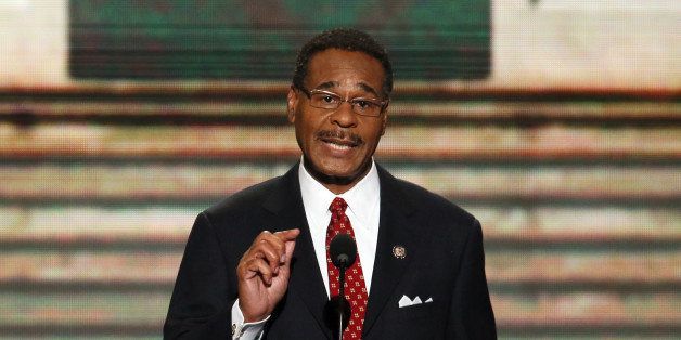 CHARLOTTE, NC - SEPTEMBER 05: Chair of the Congressional Black Caucus, U.S. Rep. Emanuel Cleaver, II (D-MO) speaks during day two of the Democratic National Convention at Time Warner Cable Arena on September 5, 2012 in Charlotte, North Carolina. The DNC that will run through September 7, will nominate U.S. President Barack Obama as the Democratic presidential candidate. (Photo by Alex Wong/Getty Images)