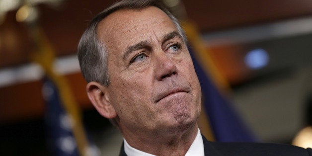 WASHINGTON, DC - MARCH 19: Speaker of the House John Boehner (R-OH) answers questions during his weekly press conference at the U.S. Capitol on March 19, 2015 in Washington, DC. Boehner answered questions on the Republican budget, Hillary Clinton's emails, and other topics during the press conference. (Photo by Win McNamee/Getty Images)