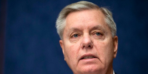 Sen. Lindsey Graham, R-S.C., speaks during a discussion hosted by the American Action Forum and the Foreign Policy Initiative about the topic "Will We Confront the Growing Security Threats?" on Capitol Hill in Washington, Thursday, March 12, 2015. (AP Photo/Manuel Balce Ceneta)