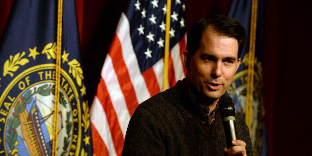 CONCORD, NH - MARCH 14: Wisconsin Governor Scott Walker speaks during a grassroots training and rally event at Concord High S