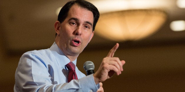 CHARLESTON, SC - MARCH 20: Wisconsin Governor and potential Republican presidential candidate Scott Walker speaks to supporters during GOP lunch event on March 20, 2015 in Charleston, South Carolina. Walker made his first trip to South Carolina on Thursday and is planning to meet with Republican governor, Nikki Haley. South Carolina hosts the first primary in the south. (Photo by Richard Ellis/Getty Images)