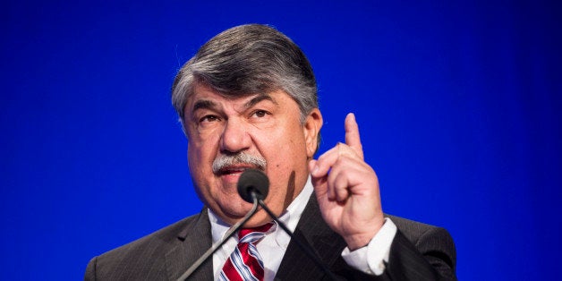 UNITED STATES - FEBRUARY 10: AFL-CIO president Richard Trumka delivers his keynote address to the BlueGreen Alliance Foundation's 'Good Jobs, Green Jobs' conference at the Washington Hilton on Monday, Feb. 10. 2014. The conference brought labor, business and environmental groups together to call on infrastructure investments to provide green jobs. (Photo By Bill Clark/CQ Roll Call)