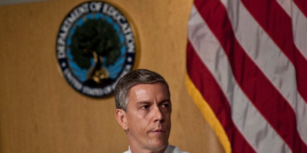 WASHINGTON, DC - JULY 18: Education Minister Arne Duncan speaks during the 'Let's Read. Let's Move' summer reading event series at the Education Department on July 18, 2012 in Washington, DC. (Photo by Kris Connor/Getty Images)