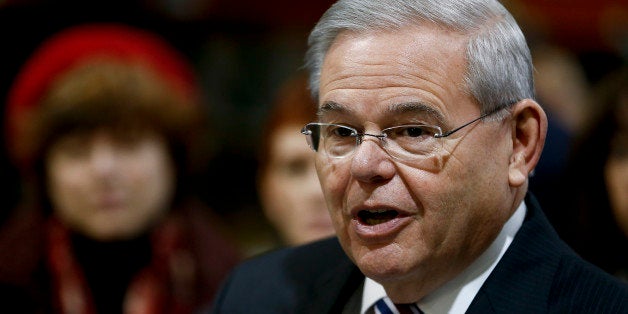 GARWOOD, NJ - MARCH 23: U.S. Sen. Robert Menendez (D-NJ) visits the Pen Company of America to discuss the America Star program on March 23, 2015 in Garwood, New Jersey. The legislation is intended to recognize American businesses who strive to create good jobs for workers. Federal investigators are expected to file criminal charges against Menendez as early as this week for possible corruption charges. (Photo by Jeff Zelevansky/Getty Images)