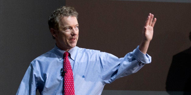 U.S. Sen. Rand Paul, R-Ky., speaks to students during a discussion on criminal justice reform at Bowie State University, in B