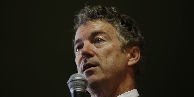 SHELBYVILLE, KY - FEBRUARY 19: Senator Rand Paul (R-Ky.) delivers remarks to constituents during a meet and greet event at the Harvest Coffee and Cafe coffee shop on February 19, 2014 in Shelbyville, Kentucky. Earlier in the day Sen. Paul testified before the Kentucky Legislature in favor of restoring voting rights for non-violent felons who have served out their sentences. (Photo by Luke Sharrett/Getty Images)