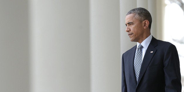 WASHINGTON, DC - APRIL 02: U.S. President Barack Obama walks from the Oval Office to the Rose Garden to deliver remarks on negotiations with Iran over their nuclear program on April 2, 2015 in Washington, DC. In exchange for Iran's agreement to curb their country's nuclear proliferation, the United States would lift some of the crippling sanctions imposed. (Photo by Win McNamee/Getty Images)