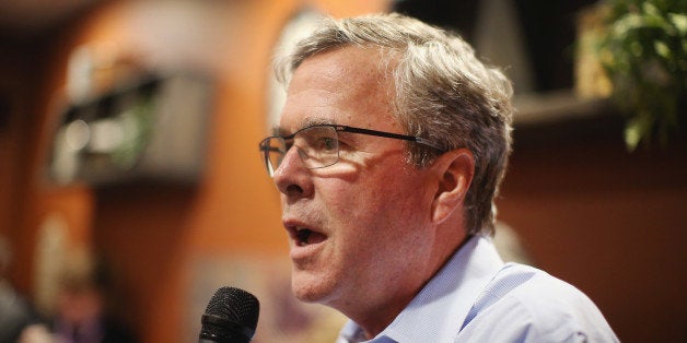 CEDAR RAPIDS, IA - MARCH 07: Former Florida Governor Jeb Bush speaks to Iowa residents at a Pizza Ranch restaurant on March