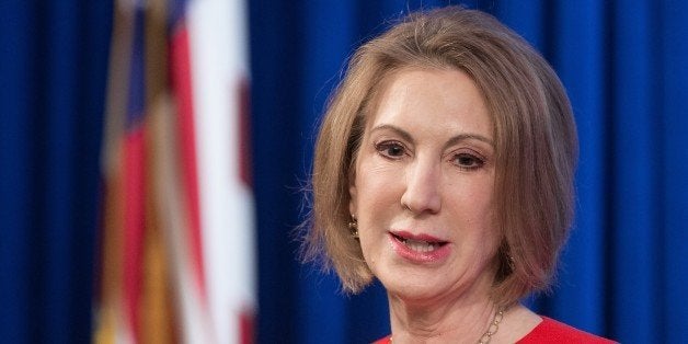 Carly Fiorina, former CEO of the Hewlett-Packard Company and president of Fiorina Enterprises, delivers remarks at a discussion entitled 'Welcoming Every Life: Choosing Life after an Unexpected Prenatal Diagnosis, focusing on caring for children with Down Syndrome' organized by the Heritage Foundation and the National Review Institute in Washington on January 20, 2015. AFP PHOTO/NICHOLAS KAMM (Photo credit should read NICHOLAS KAMM/AFP/Getty Images)