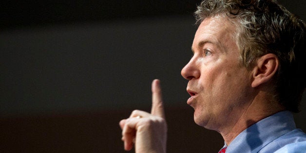 U.S. Sen. Rand Paul, R-Ky., speaks to students during a discussion on criminal justice reform at Bowie State University, in B