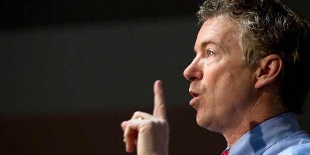 U.S. Sen. Rand Paul, R-Ky., speaks to students during a discussion on criminal justice reform at Bowie State University, in Bowie, Md., Friday, March 13, 2015. (AP Photo/Jose Luis Magana)