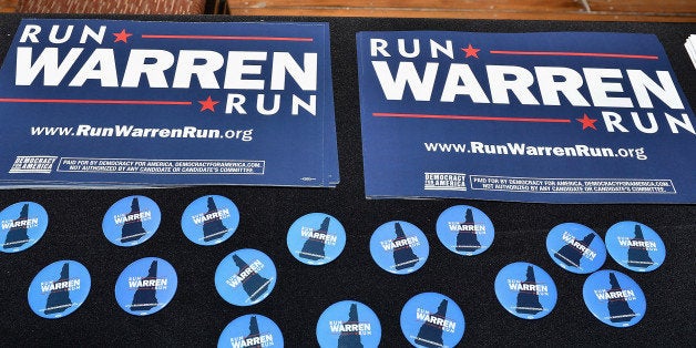 MANCHESTER, NH - JANUARY 17: General atmosphere at the New Hampshire launch of the 'Run Warren Run' event urging U.S. Senator (D) Elizabeth Warren to run for President in 2016 at Waumbec Mill Building on January 17, 2015 in Manchester, New Hampshire. (Photo by Paul Marotta/Getty Images for MoveOn.org)