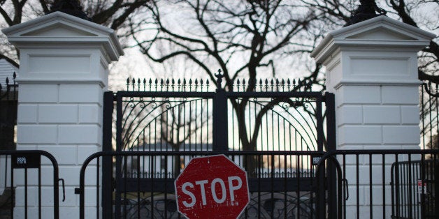 WASHINGTON, DC - MARCH 12: Barricades stand in front of the White House on March 12, 2015 in Washington, DC. Officials are Investigating allegations that two senior Secret Service agents drove a government car into White House security barricades after drinking at a late night party last week. (Photo by Mark Wilson/Getty Images)