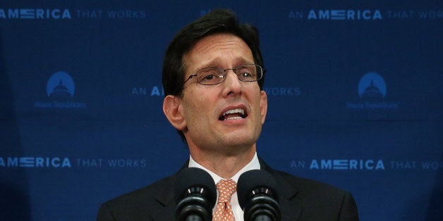 WASHINGTON, DC - JUNE 11: House Majority Leader Eric Cantor (R-VA) talks to the media about his defeat last night, during a news conference at the U.S. Capitol, June 11, 2014 in Washington, DC. Yesterday House Majority Leader Eric Cantor (R-VA) lost his Virginia primary to Tea Party challenger Dave Brat. (Photo by Mark Wilson/Getty Images)