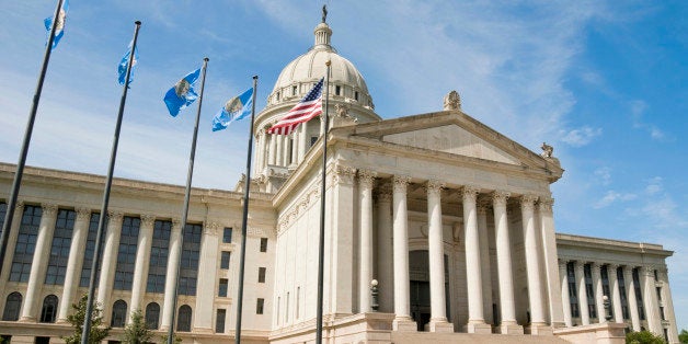 'The Oklahoma State Capitol under a deep blue sky.For more Oklahoma City images, see:'