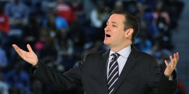 LYNCHBURG, VA - MARCH 23: U.S. Sen. Ted Cruz (R-TX) speaks to a crowd gathered at Liberty University to announce his presidential candidacy March 23, 2015 in Lynchburg, Virginia. Cruz officially announced his 2016 presidential campaign for the President of the United States during the event. (Photo by Mark Wilson/Getty Images)