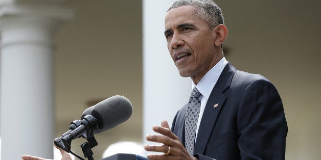 WASHINGTON, DC - APRIL 02: U.S. President Barack Obama delivers remarks in the Rose Garden of the White House on negotiations with Iran over their nuclear program on April 2, 2015 in Washington, DC. In exchange for Iran's agreement to curb their country's nuclear proliferation, the United States would lift some of the crippling sanctions imposed. (Photo by Win McNamee/Getty Images)