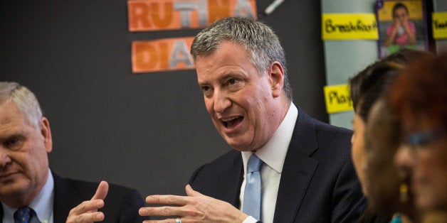 NEW YORK, NY - FEBRUARY 04: New York City Mayor Bill de Blasio attend a roundtable discussion held by Univision between parents of elementary school children and politicians regarding language learning and preschool on February 4, 2014 in New York City. Many states, New York included, are on the path to creating preschool education for all children under the age of five. (Photo by Andrew Burton/Getty Images)