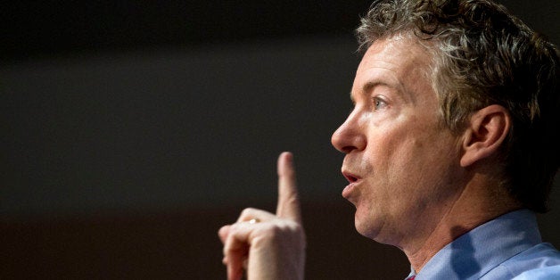 U.S. Sen. Rand Paul, R-Ky., speaks to students during a discussion on criminal justice reform at Bowie State University, in B