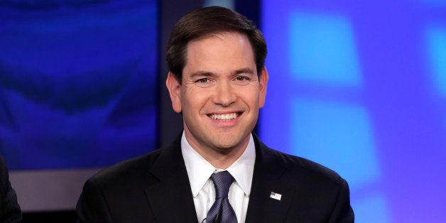 U.S. Sen. Marco Rubio, R-FL, appears on "The Five" television program, on Fox News Channel, in New York, Monday, March 30, 2015. Closing in on an expected announcement that he will run for president, Sen. Marco Rubio said Monday that he is planning a political event in two weeks in Miami to announce his 2016 plans. The first-term Republican from Florida, appearing on Fox News, did not explicitly say he is running for the White House, instead telling would-be supporters to go to his website and reserve tickets for the rally. (AP Photo/Richard Drew)