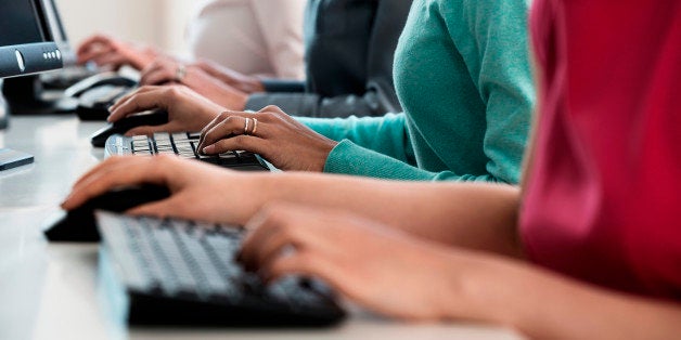 Businesswomen working at computers