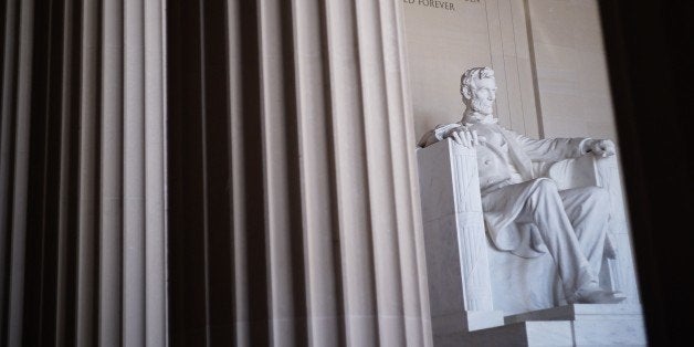 The statue of Abraham Lincoln by artist Daniel Chester French is seen at the Lincoln Memorial on April 1, 2015 in Washington,
