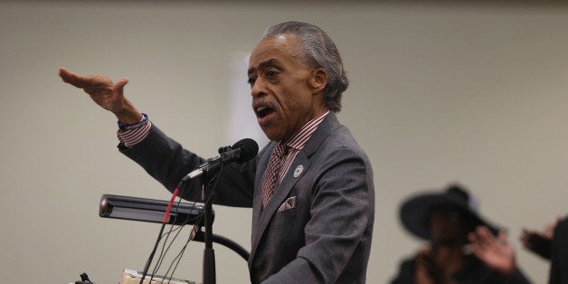 NORTH CHARLESTON, SC - APRIL 12: Reverend Al Sharpton speaks during a church service at Charity Missionary Baptist Church on
