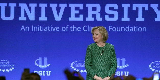 CORAL GABLES, FL - MARCH 07: Hillary Clinton, Former U.S. Secretary of State and U.S. Senator from New York speaks at the 2015 Meeting of Clinton Global Initiative University at the University of Miami on March 7, 2015 in Coral Gables, Florida. The 2015 Clinton Global Initiative University meeting encourages students to take action on some of the Millennial generations biggest concerns such as the future of energy, the power of big data to address global challenges, and peace-building in the Middle East and North Africa. (Photo by Joe Raedle/Getty Images)