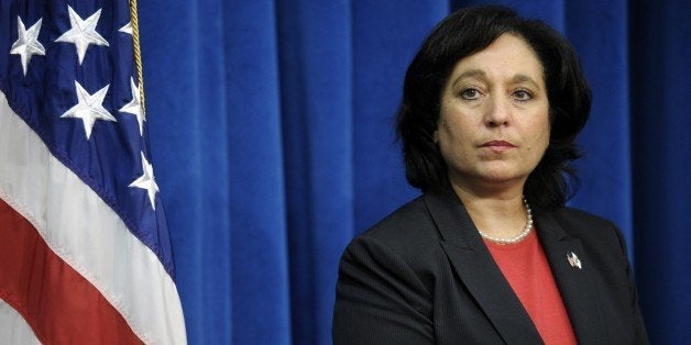 Drug Enforcement Administration (DEA) Administrator Michele Leonhart takes part in a news conference at DEA headquarters in A