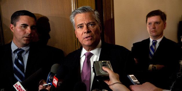 ALBANY, NY - JUNE 17: New York Senate Majority Leader Dean Skelos speaks to members of the media following a conference with republican senators on June 17, 2011 in Albany, New York. A bill to legalize same sex marriage has stalled in the Senate, and Skelos says they are working on changes to the bill before bringing it up for a vote. (Photo by Matthew Cavanaugh/Getty Images)
