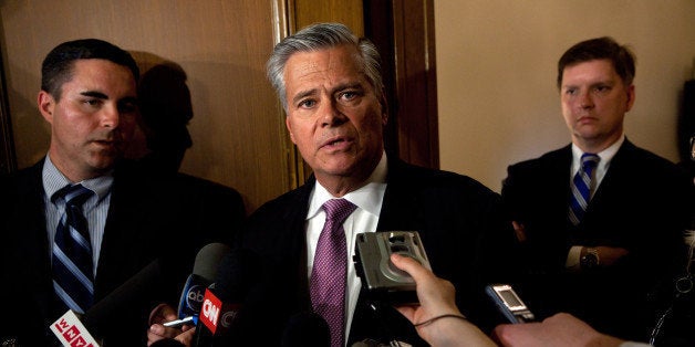 ALBANY, NY - JUNE 17: New York Senate Majority Leader Dean Skelos speaks to members of the media following a conference with