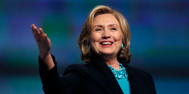 Former Secretary of State Hillary Rodham Clinton speaks at the Massachusetts Conference for Women in Boston, Thursday, Dec. 4, 2014. (AP Photo/Elise Amendola)