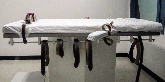 FILE - In this July 7, 2010 file photo, Nebraska's lethal injection chamber is seen at the State Penitentiary in Lincoln, Neb