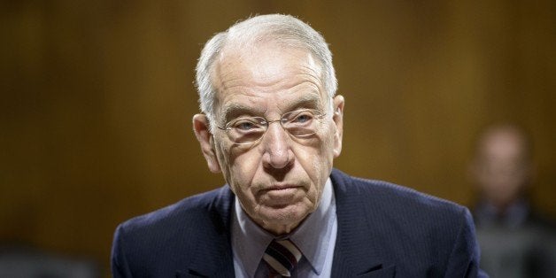 New committee chairman Senator Chuck Grassley (R-IA) takes his seat for a meeting of the Senate Judiciary Committee on Capitol Hill January 22, 2015 in Washington, DC. AFP PHOTO/BRENDAN SMIALOWSKI (Photo credit should read BRENDAN SMIALOWSKI/AFP/Getty Images)