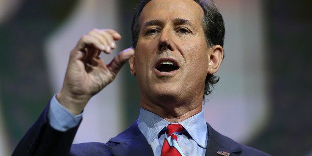NASHVILLE, TN - APRIL 10: Former U.S. Sen. Rick Santorum (R-PA) speaks during the NRA-ILA Leadership Forum at the 2015 NRA Annual Meeting & Exhibits on April 10, 2015 in Nashville, Tennessee. The annual NRA meeting and exhibit runs through Sunday. (Photo by Justin Sullivan/Getty Images)