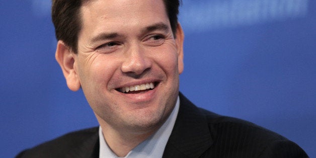 WASHINGTON, DC - APRIL 15: Republican presidential candidate Sen. Marco Rubio (R-FL) speaks at the Heritage Foundation April